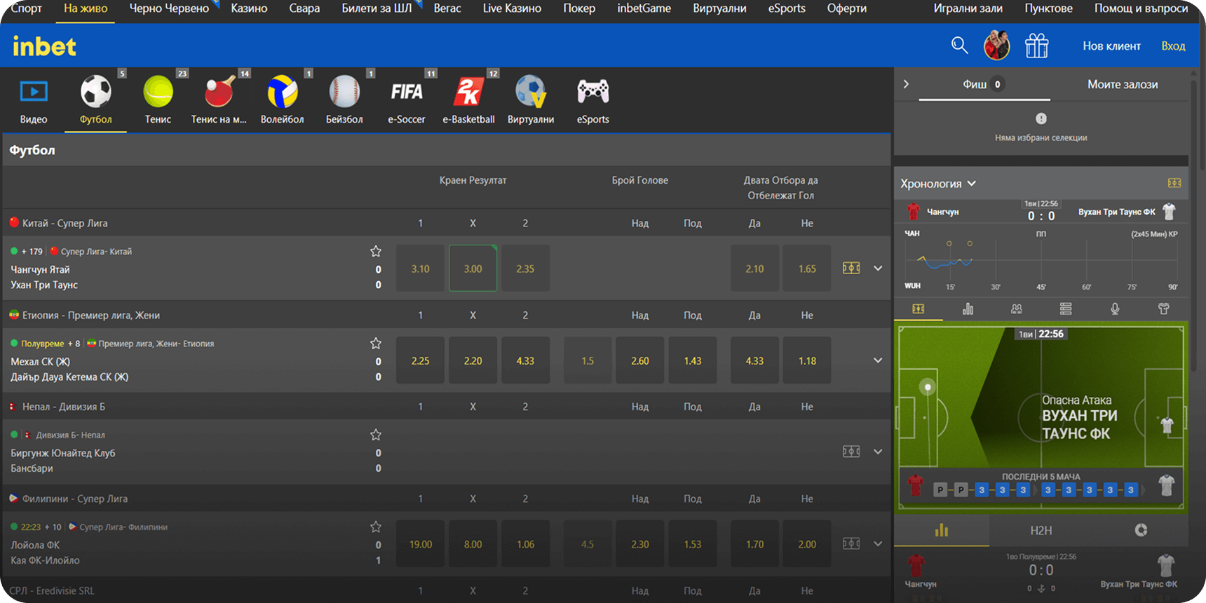 Инбет спорт на живо